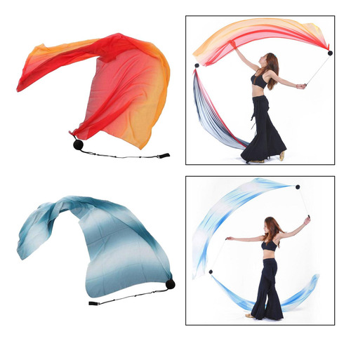 2x Bolas De Tiro Poi De Seda Para Danza Del Vientre,