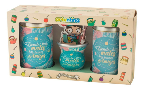 Set Regalo Matero Yerbera Azucarera Mate Bombilla Artentino