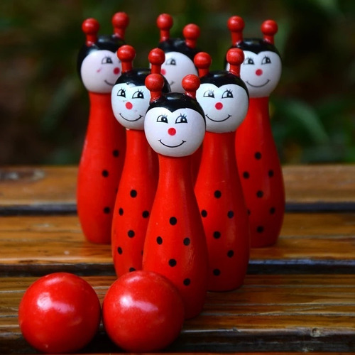 Juego Palitroque De Madera Bowling Juego Didactico Madera R1