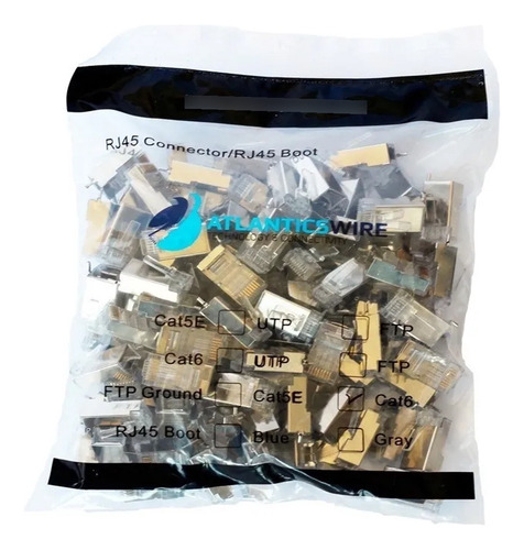 Conector Rj45 Cat6 Ftp, Metalico Con Tierra 100 Uni.