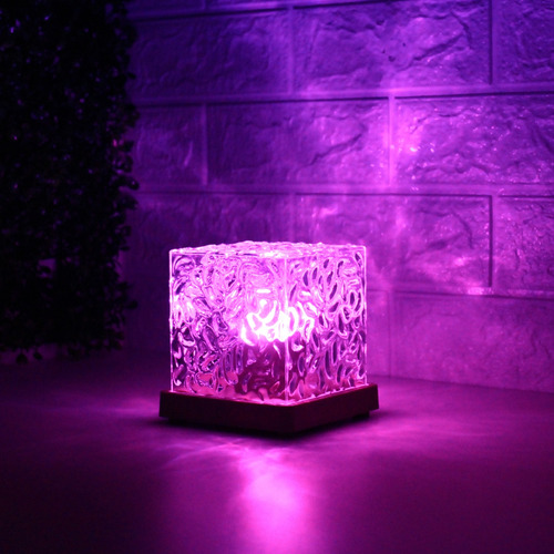 Luminária Noturna Sem Fio Cubo Waves Quarto Sala Decoração