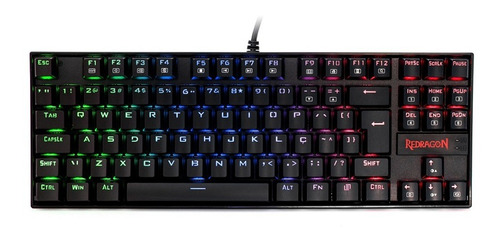 Teclado Gamer Redragon Kumara K552 Qwerty Español Latinoamérica Color Negro Con Luz Rgb Negro Español Latinoamérica
