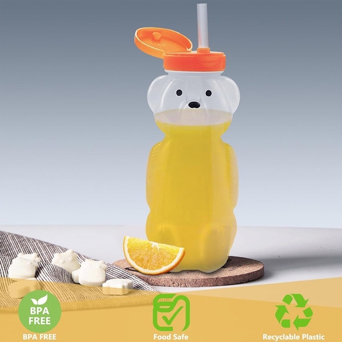 Vaso Entrenador Para Bebes Y Niños, Vaso De Oso Para Entrenar En Alimentacion Complementaria Con Popote Flexible