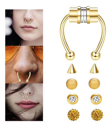 Anillo De Nariz Falsa Piercing Falso Magnético Septum Moda