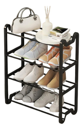 Estante para zapatos, zapatillas de tenis, botas, organización, 6 pares, dormitorio, color: negro