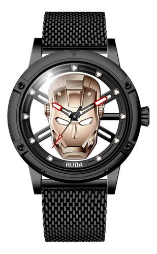 Iron Man Hollow Fondo Transparente Reloj De Cuarzo Con