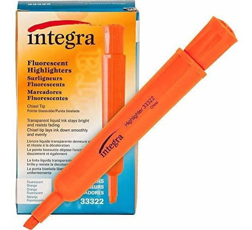 Integra Highlighter Desk, Chisel Tip, Fluorescent Orange (it