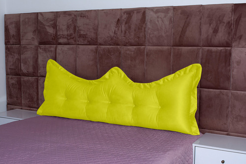 Almofada Encosto Coroa Queen 160 Cm Amarelo Liso