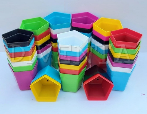 Imagen 2 de 2 de Pack 50 Macetas Pentagonal N6 Cactus Suculentas Mayorista