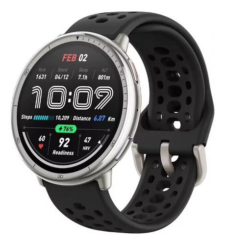 Smartwatch Amazfit Active 2 A2437 Gps Com Mapas Exerc Sono Prateado Mesh Preto