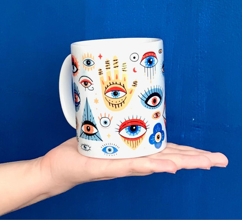 Imagen 3 de 4 de Taza De Once Onzas Con Motivo De Ojos De Protección.