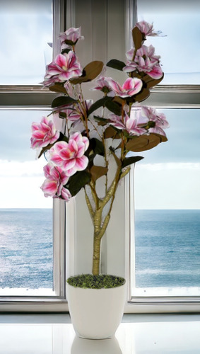 Planta Artificial De Magnolia Con Flores De Tacto Natural.