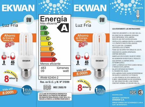 Imagen 2 de 2 de Lampara Fluorescente 9w Bajo Consumo T3 Mini E27 Luz Fria