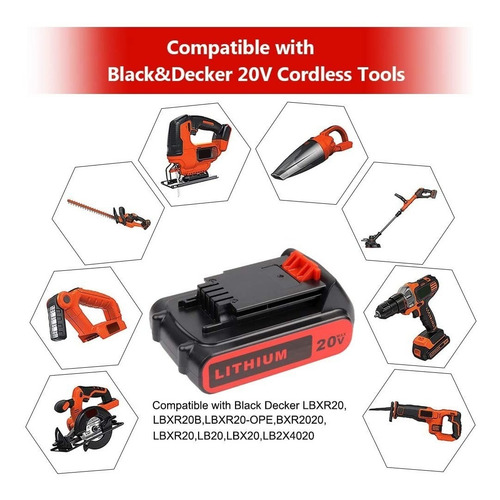 Batería Lbxr20 Para Black & Decker 1 Unid. De 20 V 2.5 A