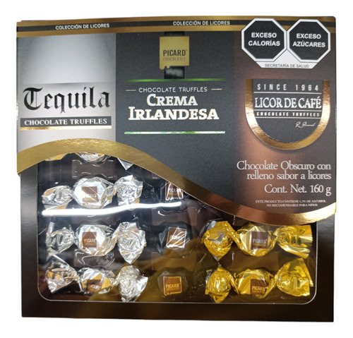 Chocolate Obscuro Relleno Sabor Licores Caja C/18 Pz Picard