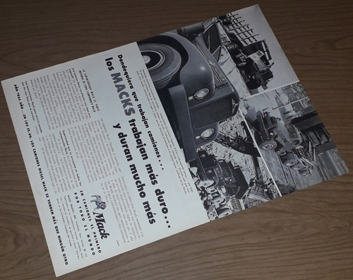 P129 Clipping Publicidad Camión Mack Año 1957 (Usado)