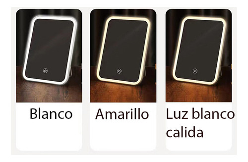Espejo De Maquillaje Luz Led De 3 Nivele Recargable Usb
