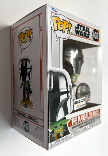 Funko Pop Mandalorian Holding Grogu Pin Chrome 402 Exclusivo