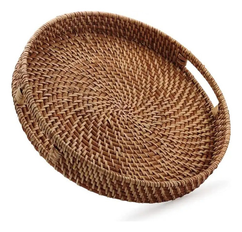 Bandeja Rattan Circular Rustica Decorativa 30cm