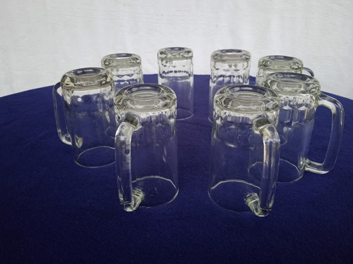 Vasos Jarras Cerveceras Ocho Unidades Con Asa Vidrio