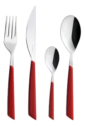 Juego Cubiertos 24 Piezas Rojo Grace Bugatti