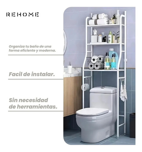 Estante Baño Mueble Organizador De Baño 3 Niveles Toallero Blanco Con Repisas