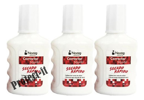 3 Correctores Liquido Botella 20ml Con Brocha Secado Rapido