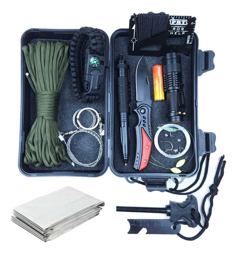 Kit De Sobrevivência Pesca Acampamento Lanterna Paracord