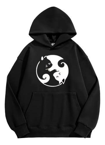 Poleron Gatitos Gato Yin Yang Moda Wish Mujer Hombre Unisex