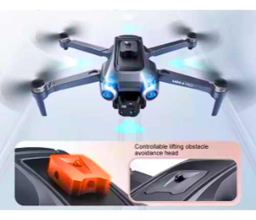 Mini Dron Plegable Doble Camara 4k Wifi Luz Control V600 Gris