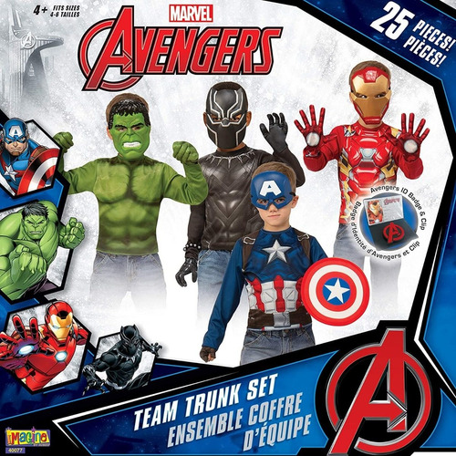 Cofre De Disfraces Marvel Avengers 4 Heroes 25 Piezas