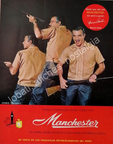 Cartel Retro Mauricio Garces Y Camisas Manchester 1960s /13