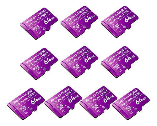 Pack 10 Tarjetas Micro Sd Wd Purple 64gb Clase 10 Vigilancia