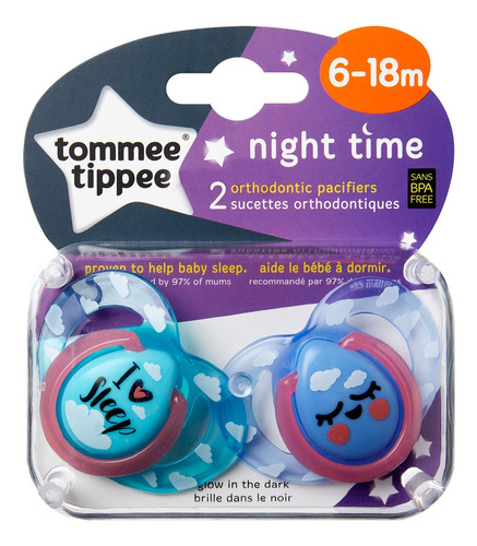 Chupete Tommee Tippee  6-18 Meses Night Time X2