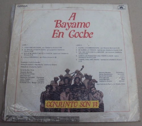 Vg Disco Vinilo - Conjunto Son 14 - A Bayamo En Coche (Usado)
