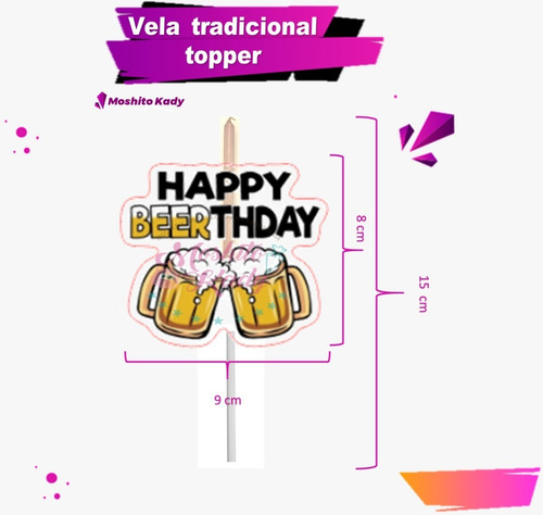 Kit De Globos Forma De Cerveza Con Vela Tradicional Topper