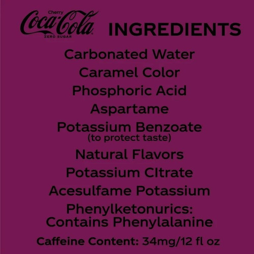 Refresco Coca Cola Cherry Zero Sugar 12 Pack 355ml Importado