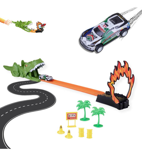 Pista Lança Carrinhos Corrida Brinquedo Infantil Menino Dinossauro Jump