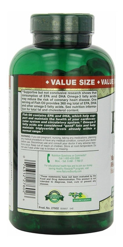 Imagen 3 de 3 de Omega 3 Fish Oil 1200mg 180 Capsulas Softgel Importado Usa
