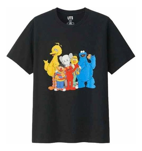 Playera T-shirt Negra Original Kaws X Sesame Street