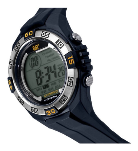 Imagen 2 de 3 de Reloj Caterpillar Hombre Digimax Digital Chrono Sumergible Color De La Malla Azul/plateado/amarillo
