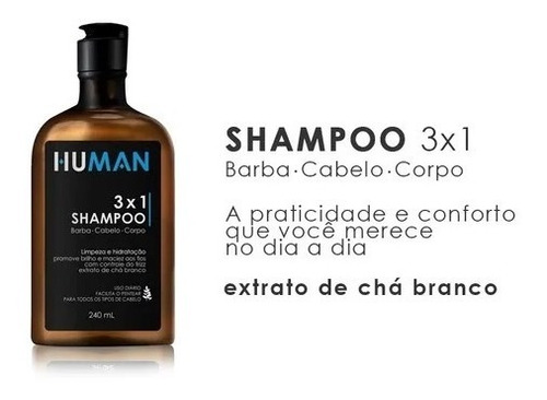 Kit Para Barba Human Shampoo 3x1 Cabelo Barba + Balm + Óleo