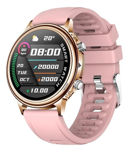 Smartwatch Reloj Inteligente Deportiv Mujer Hombre Noga Sw08 Color de la caja Negro Color de la malla Rosa Color del bisel Plateado Diseño de la malla Silicona