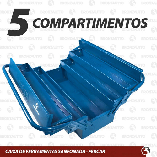 Caixa de ferramentas Fercar 07 de metal 20cm x 50cm x 21cm azul