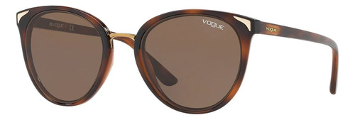 Anteojos de sol Vogue VO5230S Standard con marco de nailon/propionato color tortuga, lente marrón clásica, varilla tortuga de nailon/propionato