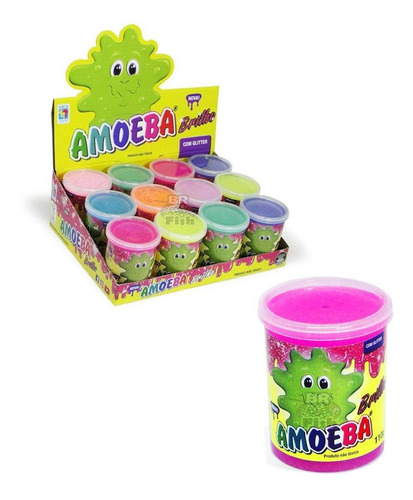 Kit 6 Amoeba Com Glitter Massinha Geléia De Brincar Slime