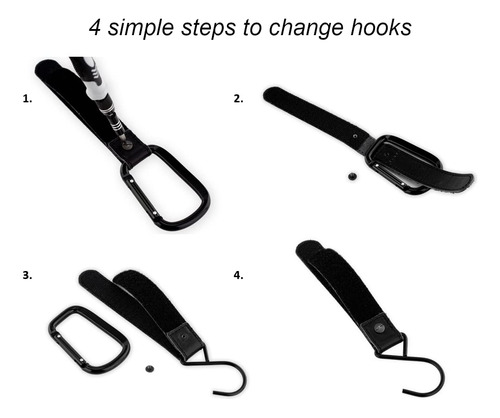 Ganchos Para Cochecito De Cuero Brute Strength - Negro 4x -