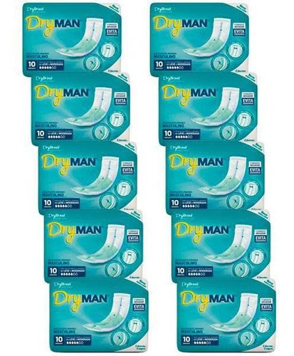 Kit 10 Pacotes Absorvente Masculino Dryman