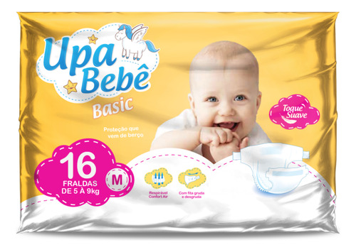 Fralda Infantil Upa Bebe Basic M Com 16 Unidades