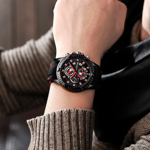 Relógio Masculino Minifocus Original Importado Prova D'água Funcional Com Cronógrafo Calendário E Pulseira Borracha Top